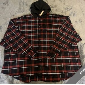 skims outdoor flannel oversized shirt -MERLOT PLAID